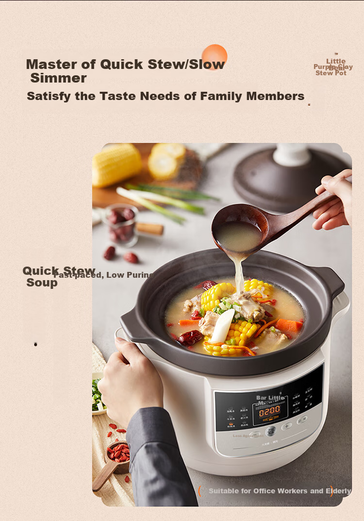 Bear Electric Slow Cooker Soup Pot Baby Food Cooker Porridge Pot Health Small 1-2 Person 1.5L DDG-H15Z6 12