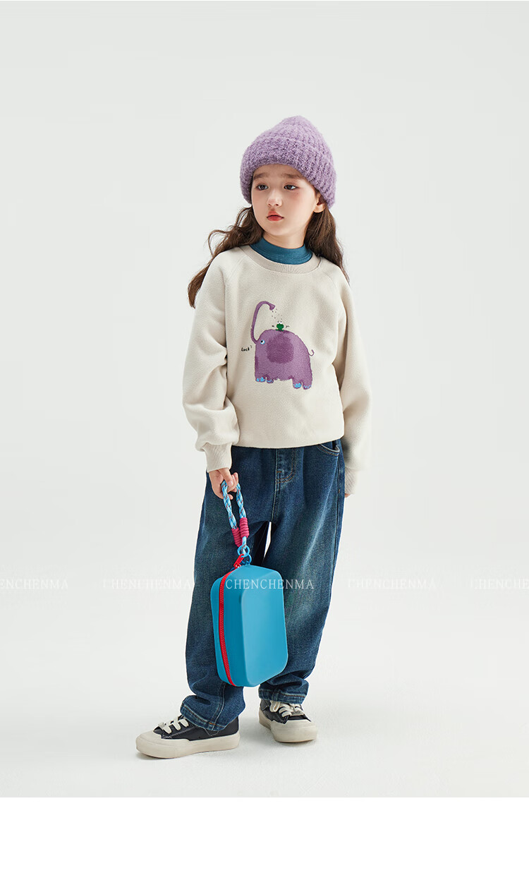Chenchenma [Zoo] Girls' Anti-Static Animal Print Fleece Sweatshirt, Autumn And Winter Children's Top 15