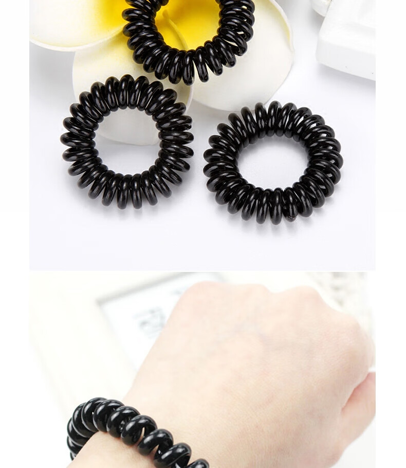 Jiaoxuefei Telephone Line Hair Ties, Small Size, 20 Pieces, Black, Elastic Hair Bands, High Elasticity Hair Ties And Bands 3