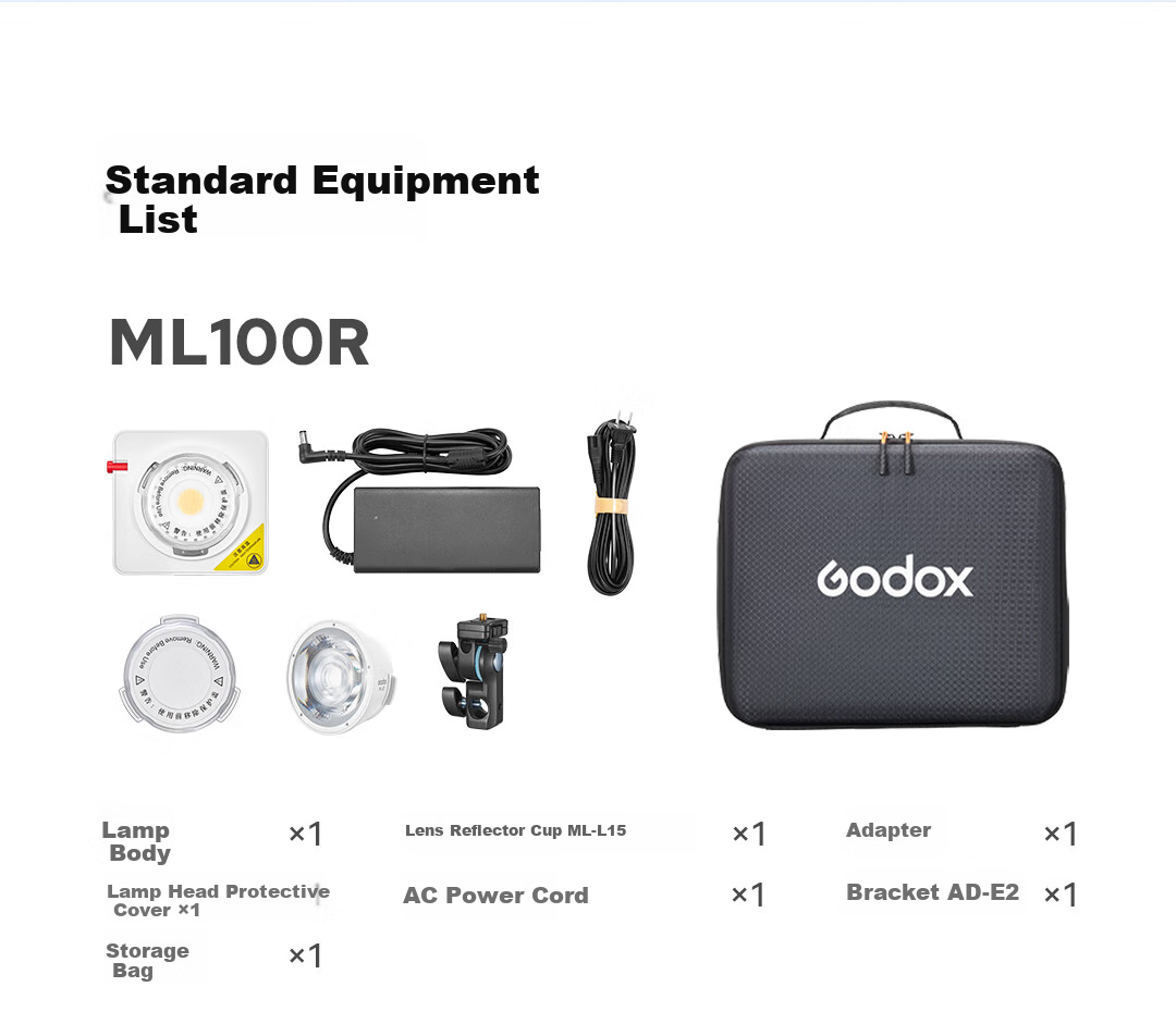 Godox ML100R Photography Light, Dual Color Temperature Adjustable, Portable Night Shooting Light, Portrait Fill Light, Outdoor Studio Film Video Camera Light, ML100R [Official Standard Configuration] 3
