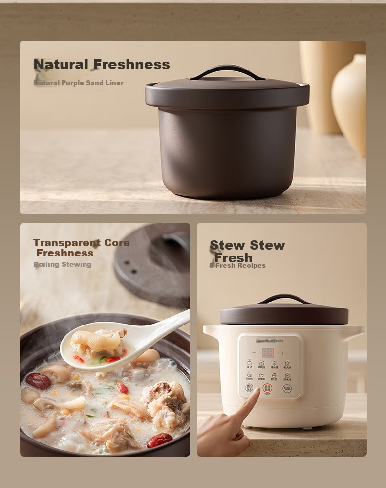 Joyoung Electric Stew Pot, Electric Clay Pot, Electric Stewing Cup, Soup Pot, High-Temperature Porcelain Bird's Nest Stew Pot, Porridge Cooking Tool, Specialized Pot for Stewing, 3L Large Capacity GD317 2