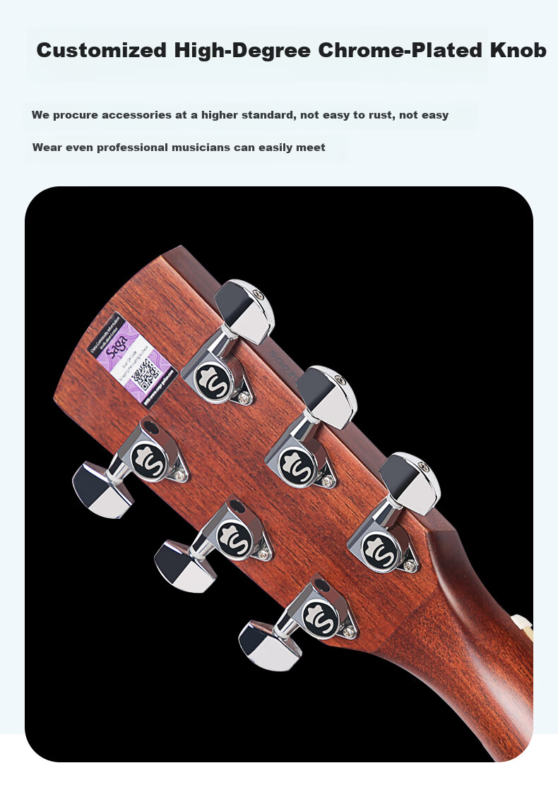 SAGA Guitar Solid Top SF800 Upgraded Version, Natural Wood Color, 41 Inches, Entry-Level Acoustic Guitar for Beginners, No Returns if You Can't Lear 17