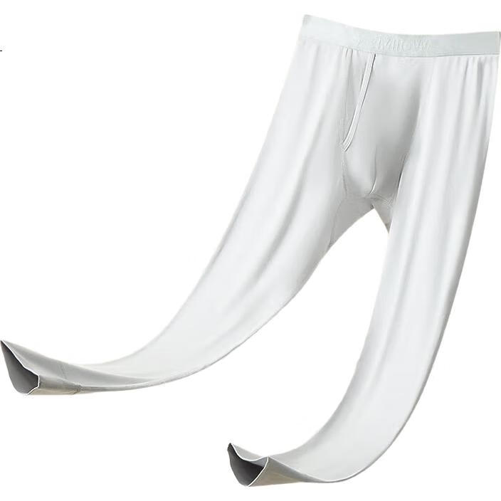 Мужское термобелье MiiOW Modal Thermal Underwear, осенние длинные кальсоны с шелком, антибактериальная бесшовная подкладка, приталенные базовые штаны, светло-серый XL