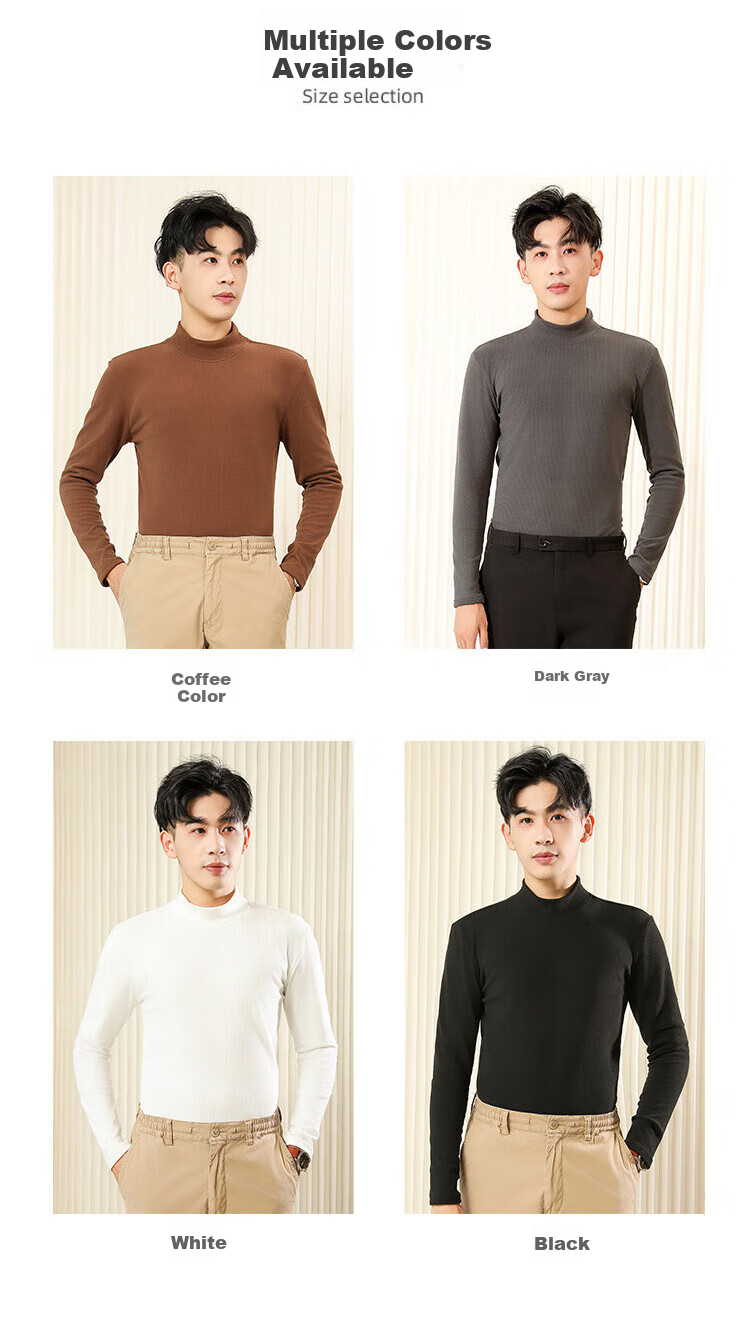 LangSha Men's Basic Undershirt, Spring And Autumn High Collar Solid Color Long Sleeve Undershirt, Slim Fit Inner Layer for Me 4