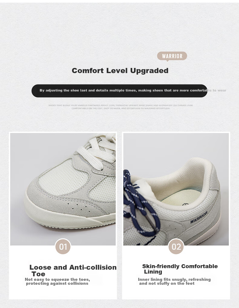Huili Official Women's Sneakers, Summer 2026 Comfortable Simple Casual Couple's Training Shoes, Gray-Beige Deep Blue, Size 37 4