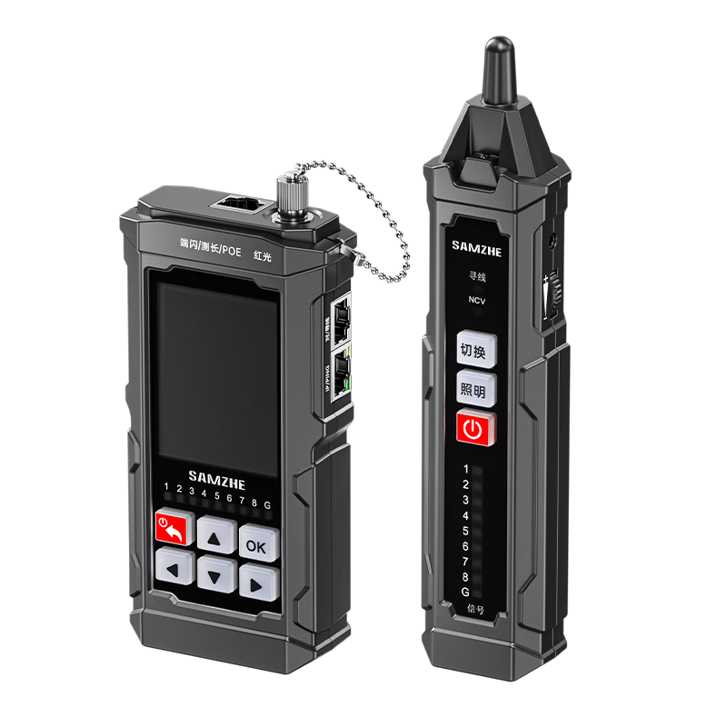 SAMZHE Network Cable Tester, POE Switch Tester, Network PING Tester, IP Scanner All-In Cable Tracker, Network Cable Length And Breakpoint Tester, Fiber Optic Red Light Detector SZ-D568