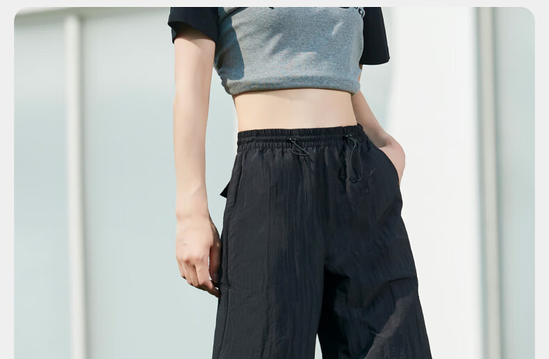 ESE-Y Quick-Dry Cooling Cargo Pants for Women, 2025 Summer New Style, Sun Protection Thin Wide-Leg Loose Paratrooper Pants, Gray And White, Size 28 45