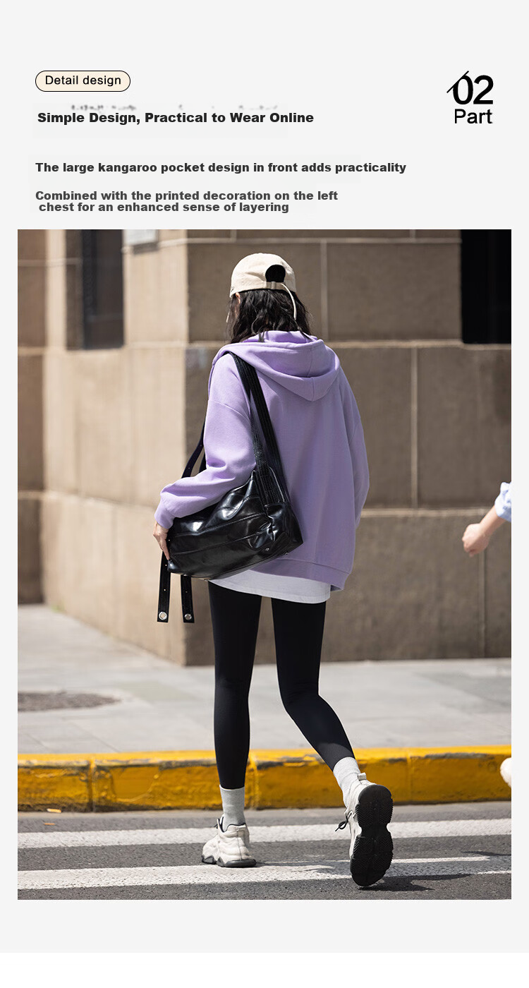Dme Hooded Sweatshirt, Spring And Autumn Printed, Drop Shoulder Sleeves, Kangaroo Pocket Decoration, Women's Hooded Sweatshirt Jacket 5