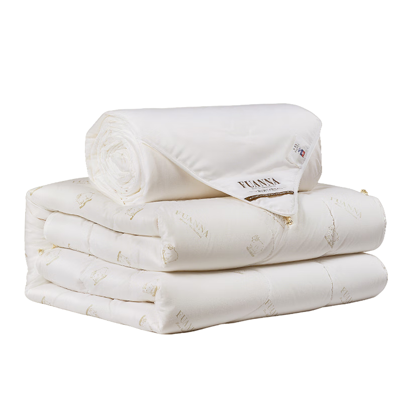 FUANNA Soft Warm 100% Australian Imported Wool and Silk Quilt 2-in-1 Four Seasons Quilt 9.6 Jin 203*229cm White