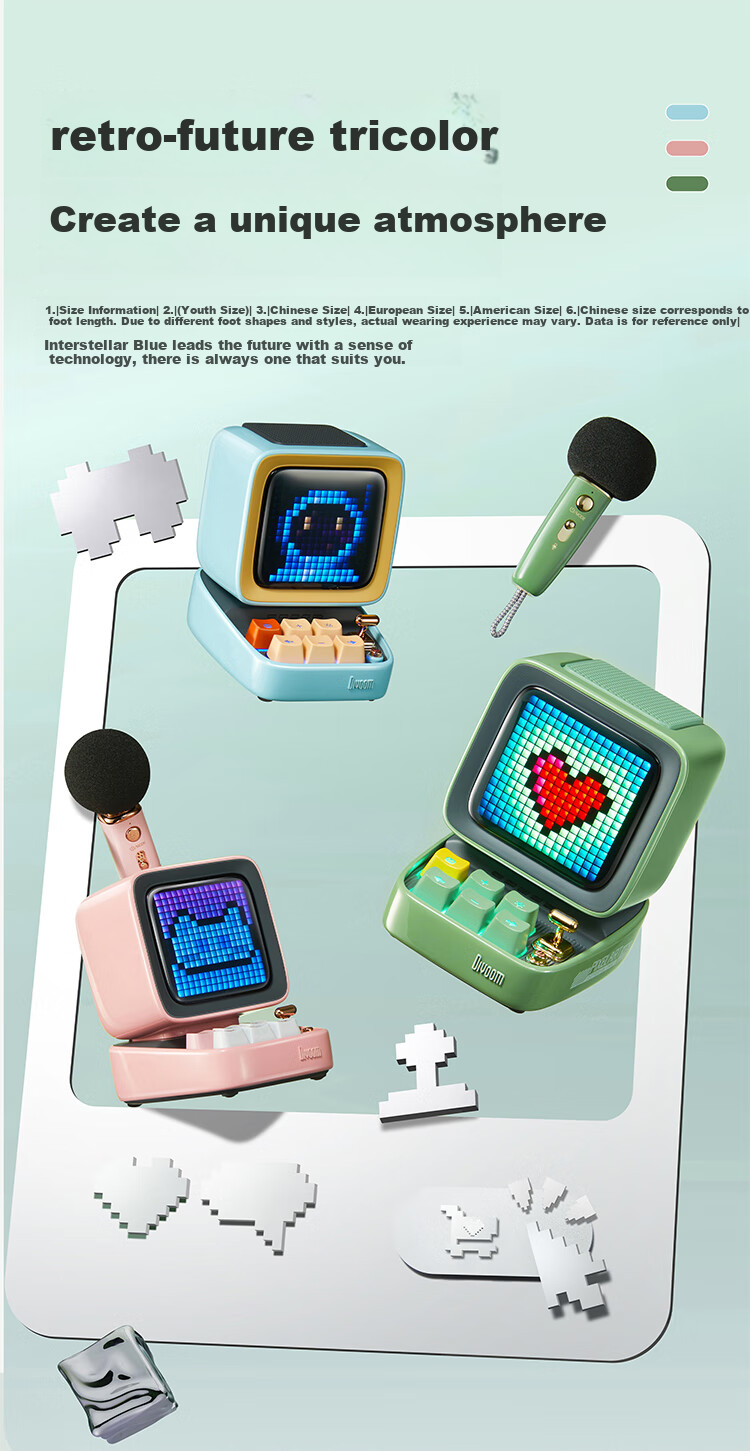 Divoom Pixel Retro Bluetooth Speaker with Subwoofer, Karaoke Microphone Combo for Children's Singing, Home Desktop Computer Small Speaker, Birthday Gift for Men And Women, Mid-Autumn Festival Present 11