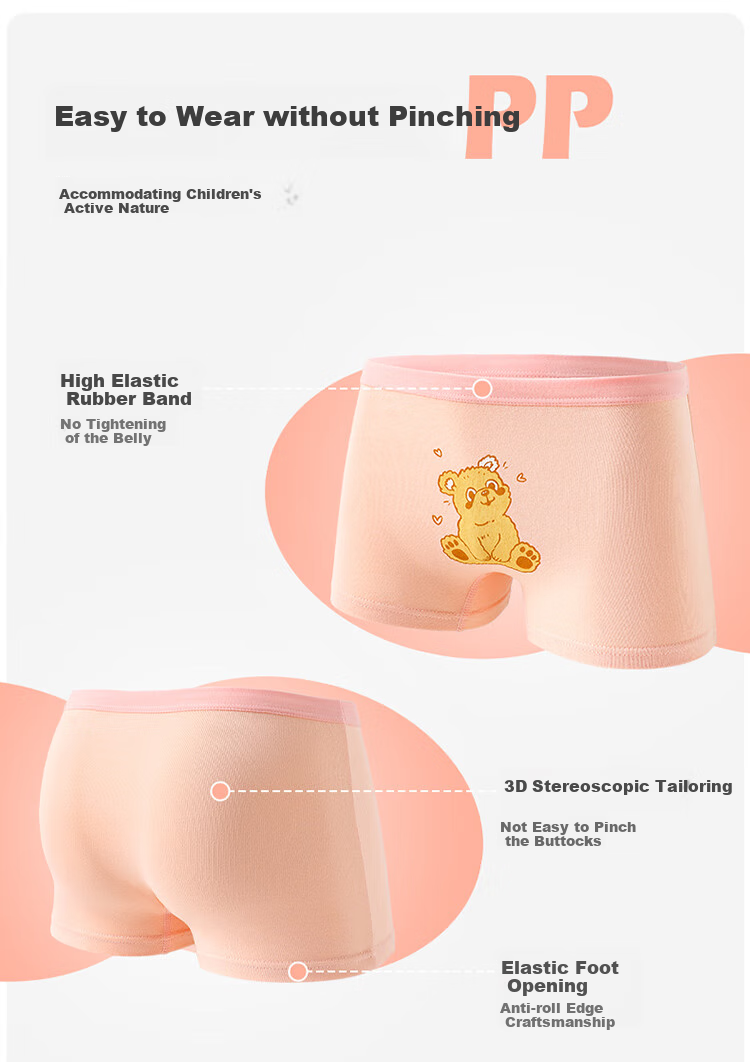Bingxuemumian Girls' Cotton Underwear, Class A Flat-Angle Pants, 7A Grade Antibacterial, for Older Girls, No Wedgie, Boxer Briefs 5