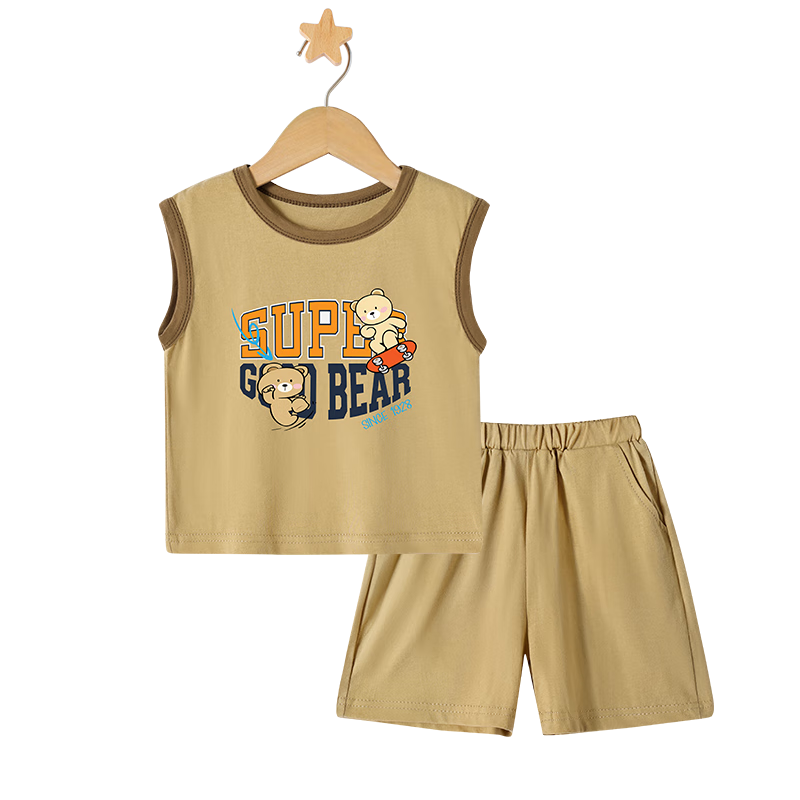 Badibadi Boys' Set, 2026 New Summer Style, Children's Vest Two-Piece Set, Skin-Friendly Pure Cotton Sleeveless Undershirt, Baby Clothing