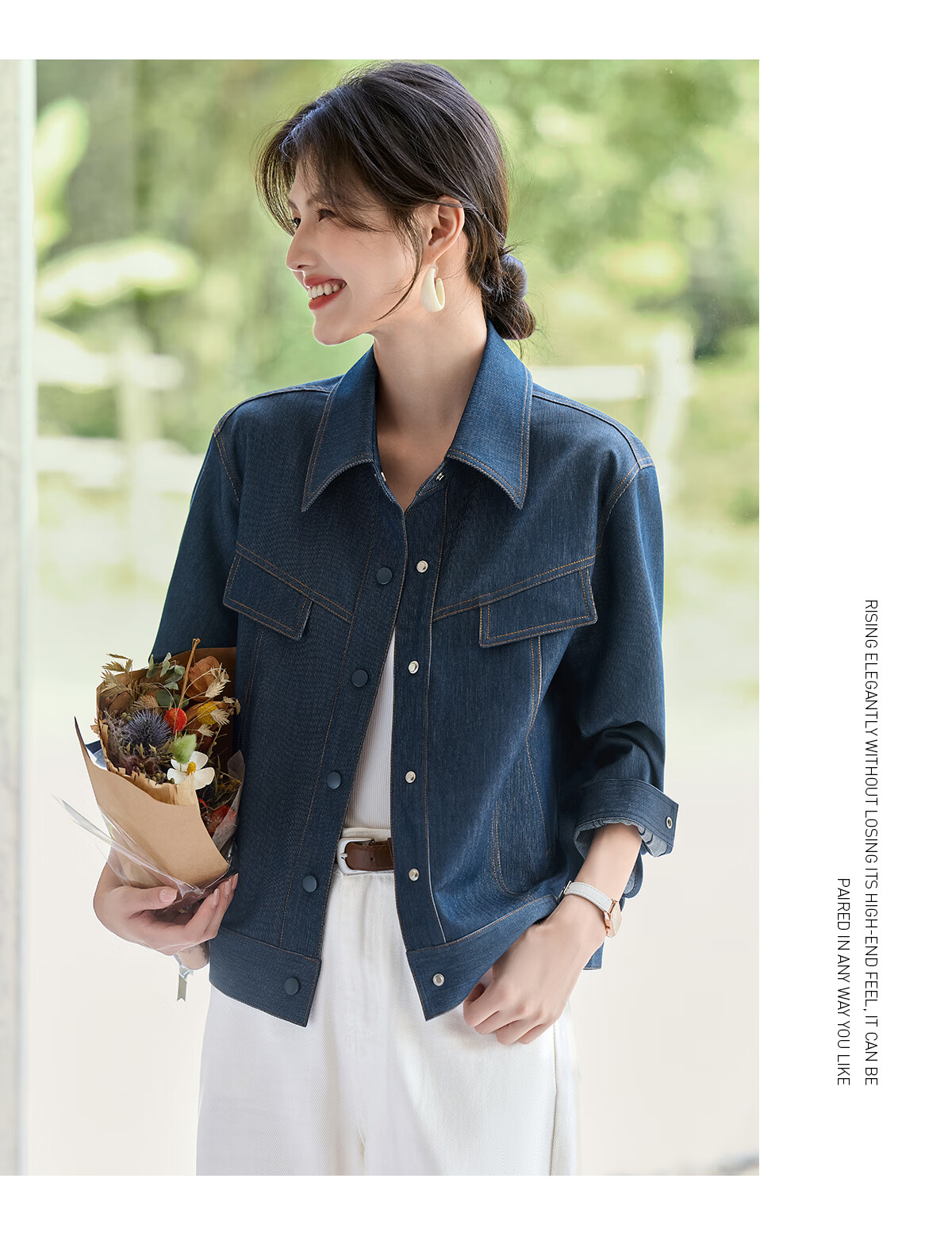 She Enjoy Vintage Denim Jacket Women Commuter Versatile Short Cardigan T53D040 4