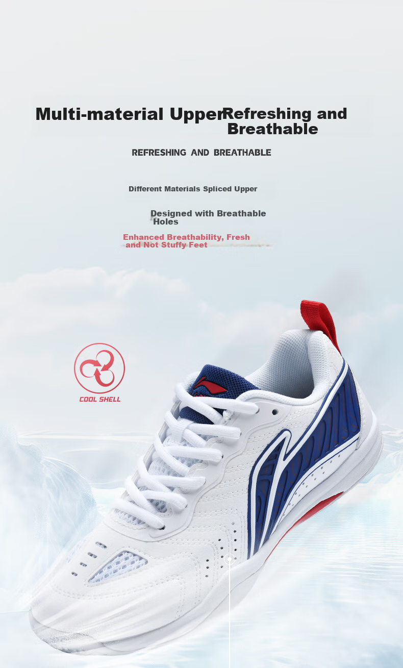 Li-Ning Table Tennis Shoes Eagle Eye 3.0, Non-Slip, Wear-Resistant, Breathable, Professional Training Sports Shoes, Unisex Style, White/gold Color, Size 38 8