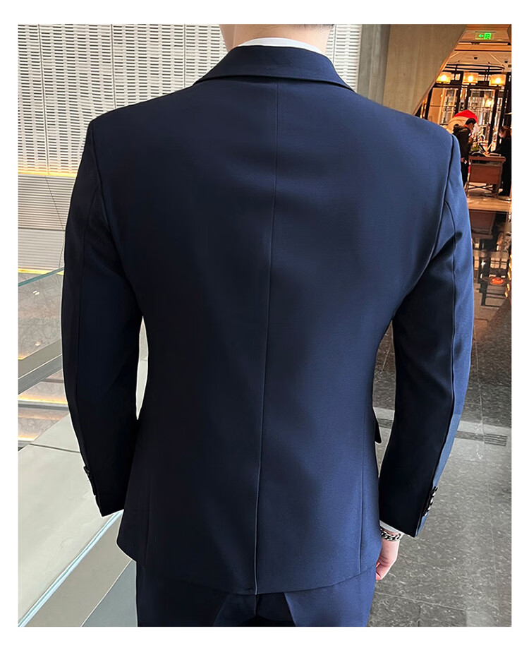 ROMON Men's Autumn Winter Solid Color Suit Jacket Slim Fit Business Formal Wedding Suit 11