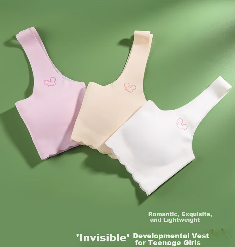 Zaishuo Girls' Underwear for Middle And High School Students, Puberty Stage Two And Three Development, Sports Running Seamless Thin Bra Vest 14