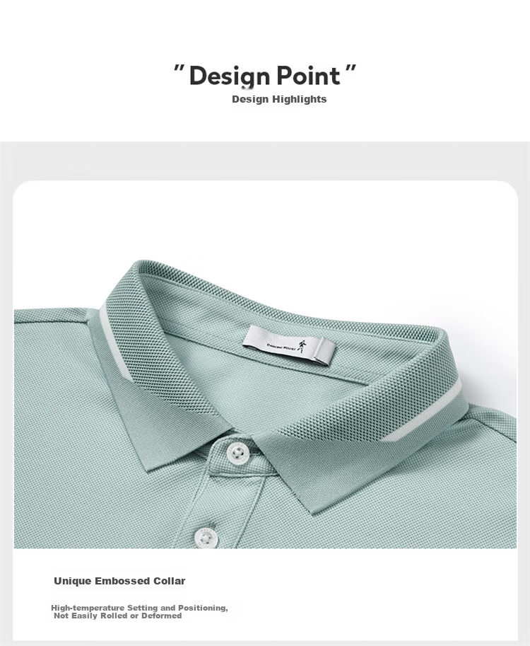 DANCING WOLVES [Cool Ice Mint] Summer Casual Cool Skin-Feel Men's Short-Sleeve POLO Shirt, 103 Gray Blue, Size 180 3