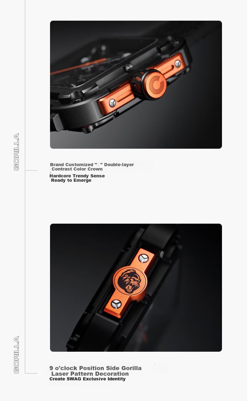 CIGA Design Jia Fengmang Series Mechanical Wristwatch Trendy X Series Gorilla Skeleton Watch, Men's Style, Birthday Gift 18