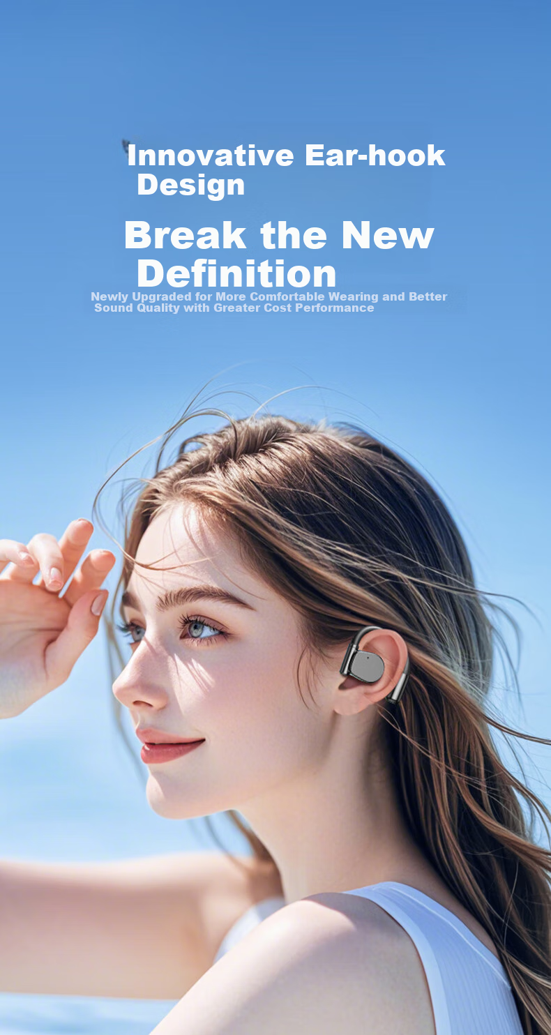 CLAISON Bluetooth Headphones, Ear-Hook Bone Conduction Concept, Non-In Open-Style Wireless Sports Running Cycling Gaming Ear-Clip Headphones, Suitable for Apple Huawei M111 - Off-White 3