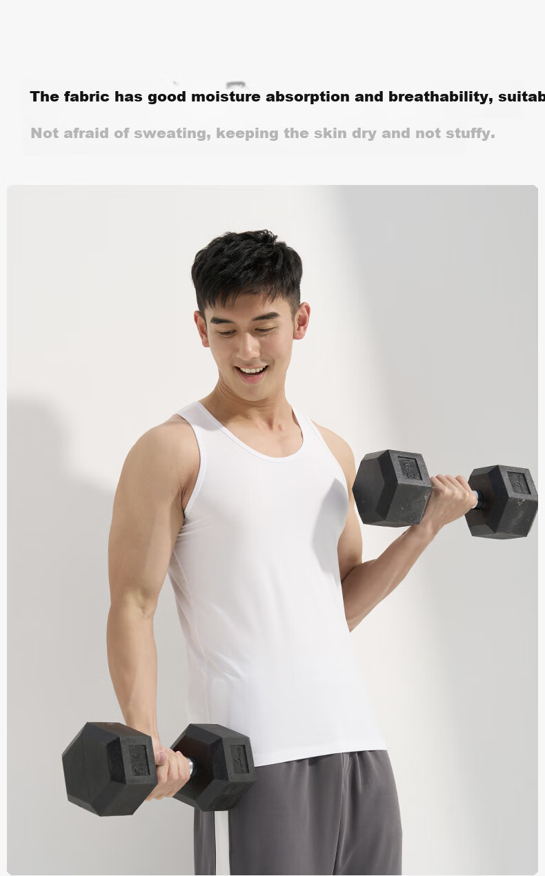 Songshan Cotton Store Comfortable Lenzing Tencel Men's Vest Simple Breathable Cooling Antibacterial White XL 8
