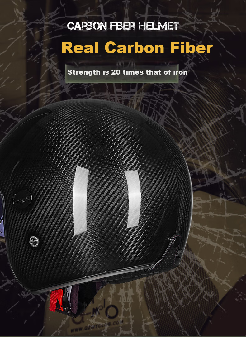 TORC Retro Helmet T587 Carbon Fiber 3/4 Helmet Motorcycle Helmet for Men And Women All Seasons Transparent Carbon Fiber XL 3