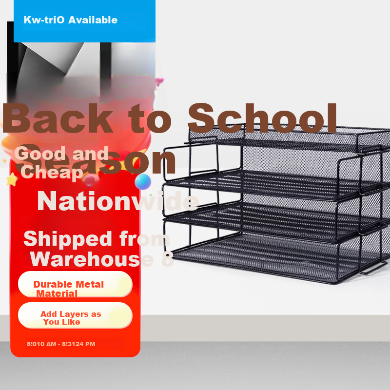 KW-Trio Desktop Metal Mesh File Organizer, Horizontal Stackable 4-Tier File Holder, Document Tray, File Rack, File Basket, File Box