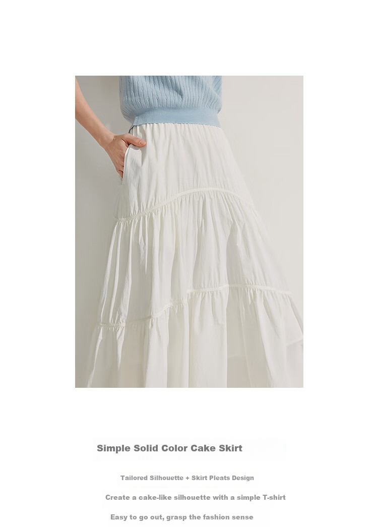 INMAN [Showroom Style] Original Yarn Sun Protection UPF100+ Pleated Skirt, Summer Umbrella Skirt, Cloud White, Size L 1