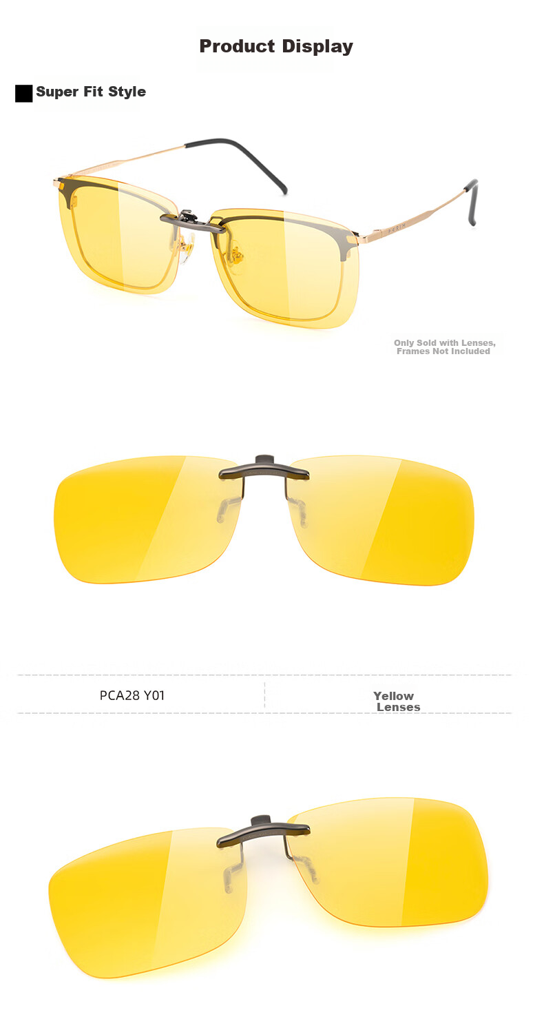 PARIM Myopia Sunglasses Clip for Men, Driving-Specific Polarized Ultra-Light Large Size Myopic Sunglasses Clip Square Glasses 6