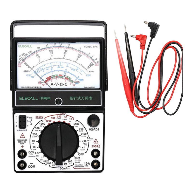 ELECALL Pointer Multimeter, Mechanical Meter with Internal Magnet, Multi-Circuit Protection, High-Precision Universal Meter MF47, for Electricians And Home Use