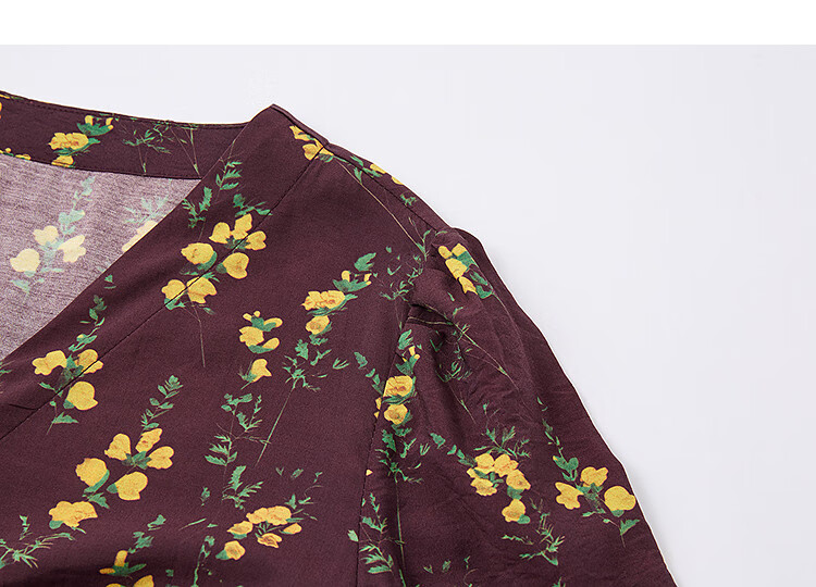 Dme [Muse's Romance] Autumn French V-Neck One-Piece Tie-Waist Tea Dress A-Line Elegant Women's Dress 2