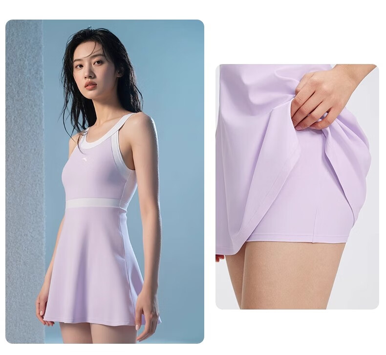 ANTA Slim Waist One-Piece Swimsuit for Women, Conservative Dress Style, Slimming, Chlorine-Resistant, Quick-Drying, Hot Spring Swimwear, Little A Dress, 3XL 17