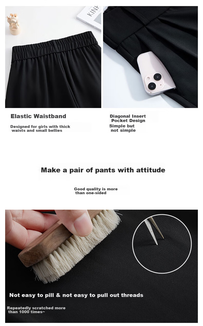 Langsha Wide-Leg Pants for Women, High-Waisted Straight-Leg Loose-Fitting Slimming Tall-Effect Black Dress Pants for Spring And Autumn, Formal Casual Trousers 10