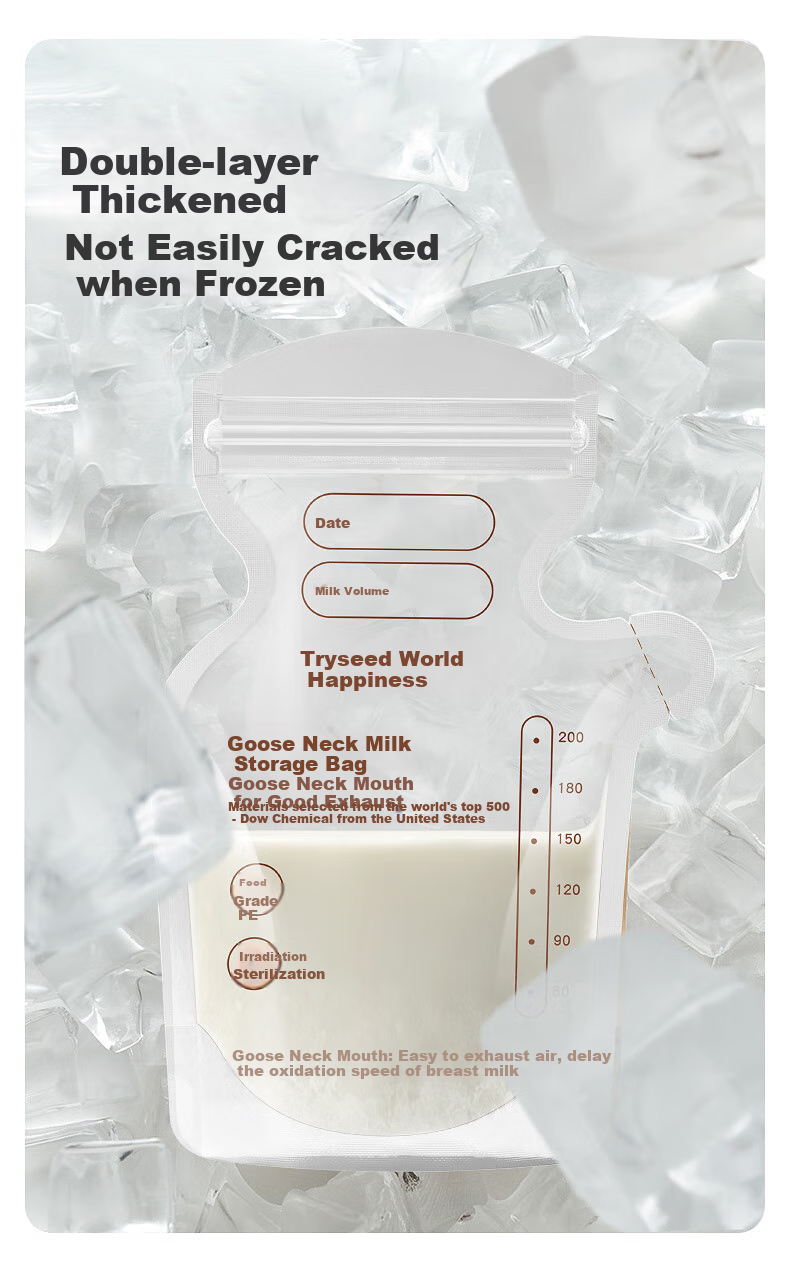 Shixi Transparent Breast Milk Storage Bags, Disposable Small Portable Breast Milk Storage Bags for Formula, 200ml*30 Pieces 12