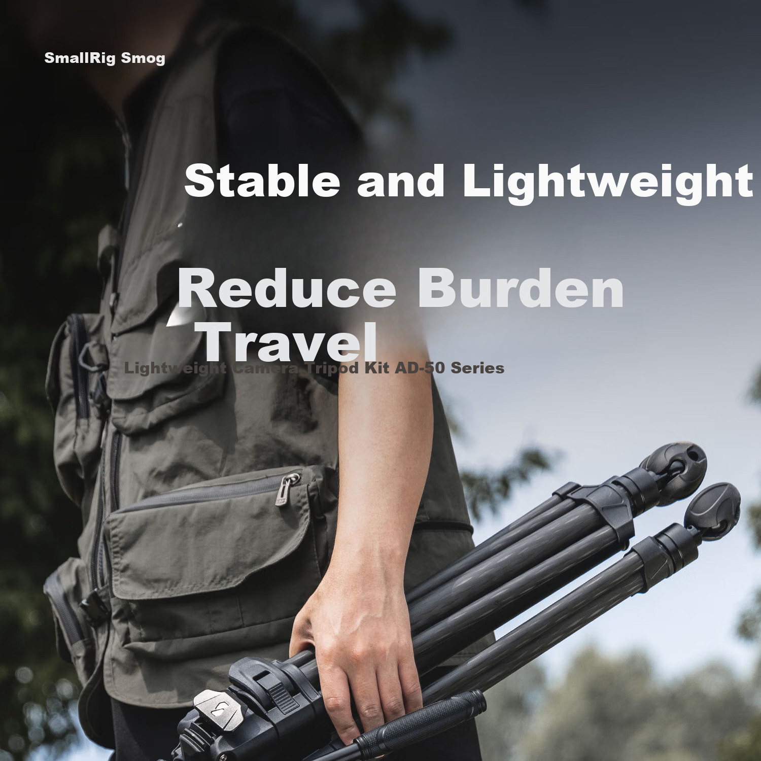 SmallRig 4420 AD-50 Carbon Fiber Tripod, Professional Lightweight Camera Birdie Stand, Hydraulic Damping Ball Head Support, Arm, Portable Photography Live Streaming Aluminum Alloy Tripod 1