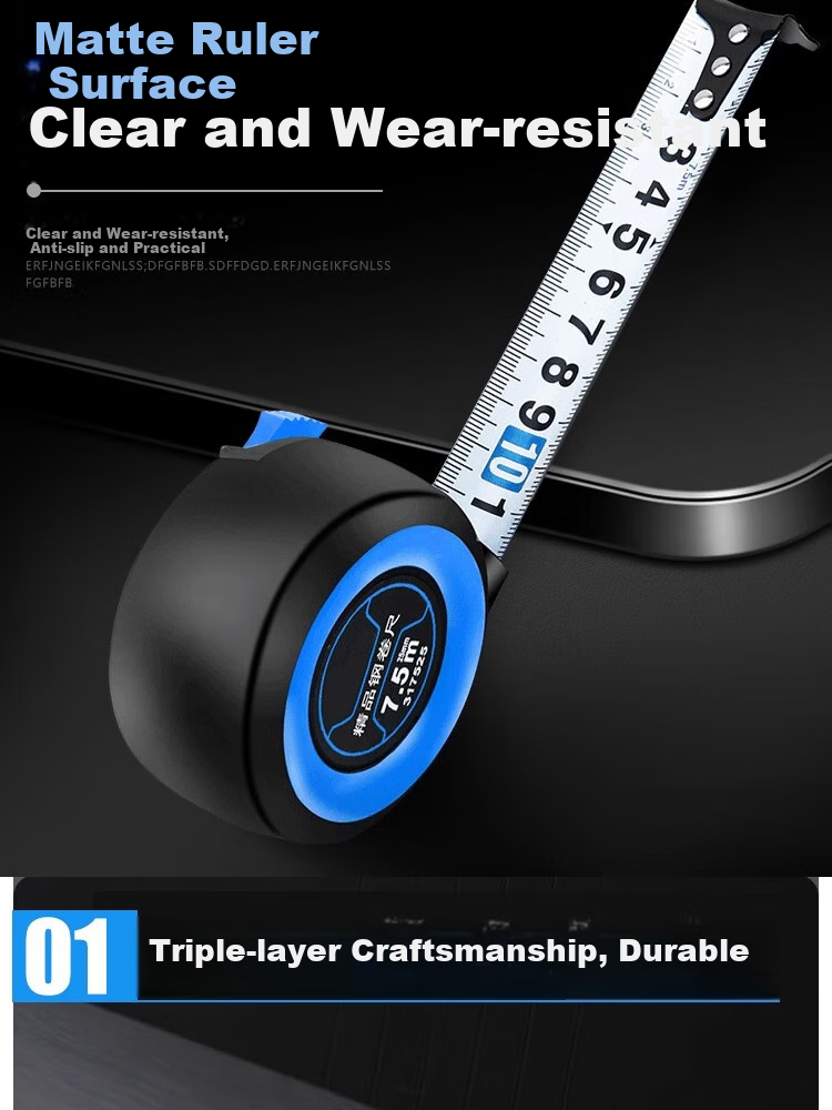 Huangguliangsan Self-Locking Steel Tape Measure, Thickened Household Measuring Tape, Meter Ruler, Box Ruler, High-Precision Carpenter's Ruler, Renovation Measurement Tool, Office Supplies 4