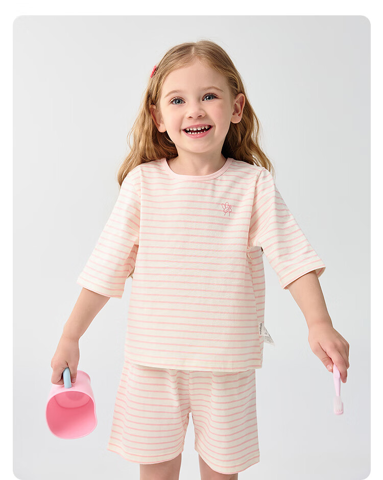 Balabala Kids Pajama Set Boys Girls Homewear Toddler Older Children Air Conditioning Clothes Summer New Pure Cotton 9