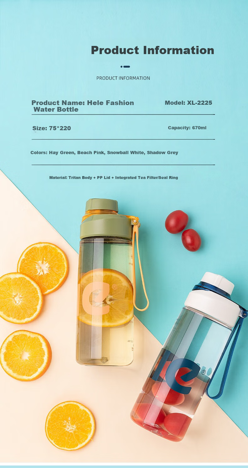 Cille Large Capacity Plastic Cup, Tritan Material Sports Water Bottle, for Men And Women, Students, Portable with Handle, Tea Infuser Cup 6