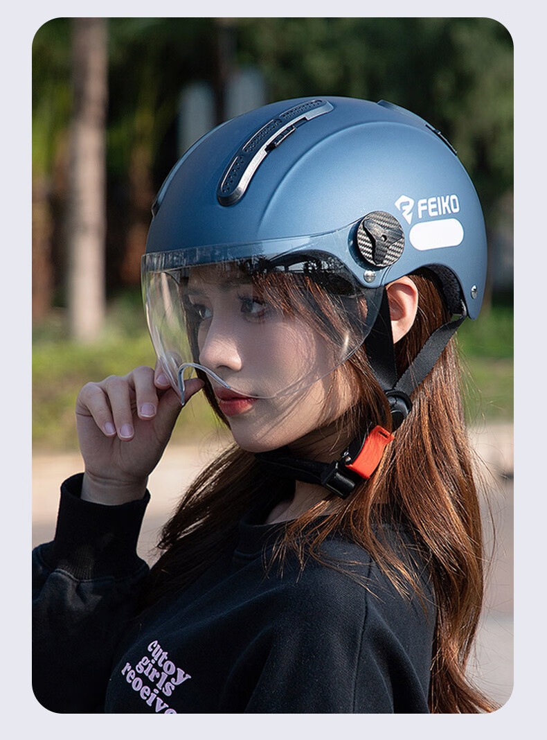 FEIKO 3C Certified New National Standard Electric Vehicle Helmet Four Seasons Sun Protection Breathable Safety Helmet for Men and Women Electric Bicycle White L 6