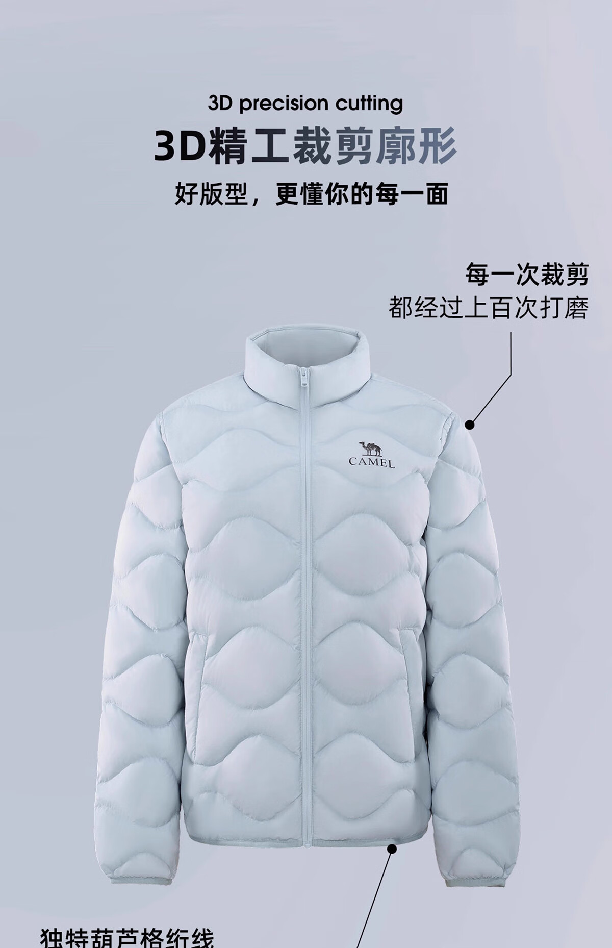 CAMEL Women's Down Jacket Autumn Winter New Lightweight High Loft Warm Windproof Anti-Static Coat for Men and Women 15