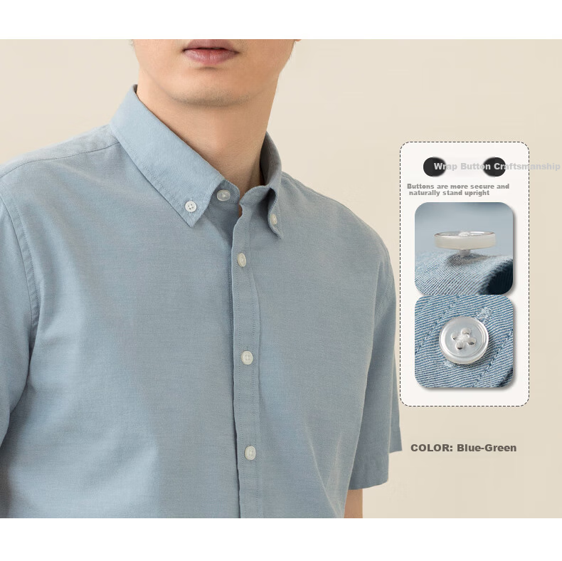 BLACKMONDAY Premium Pure Cotton Shirt for Men, Short-Sleeved Summer All-Cotton Versatile Casual Flannel Business Wrinkle-Free Dress Shirt 6