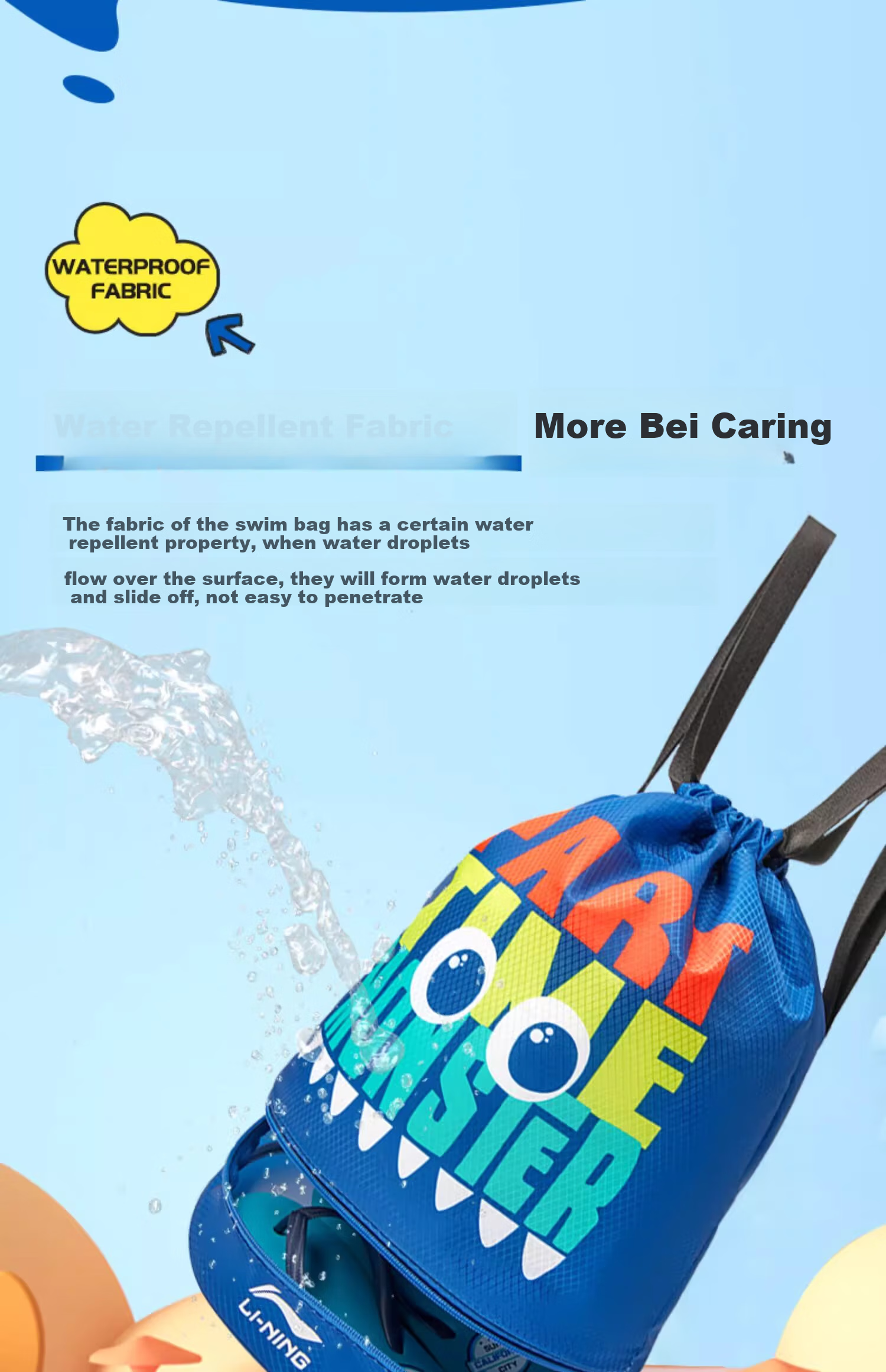 Li-Ning Children's Swim Bag, Swimming Storage Bag with Wet And Dry Separation, Training Equipment, Portable Large-Capacity Backpack for Boys And Teenagers 7