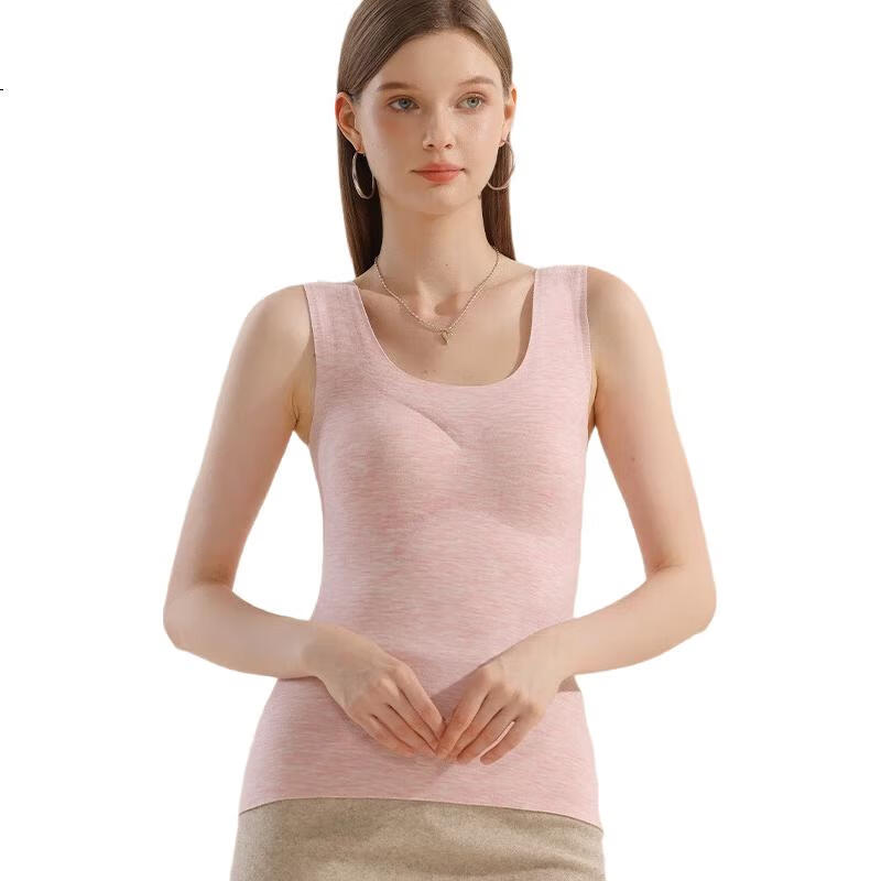 MiiOW New German Velvet Heating Vest with Chest Pads for Women, Warm Inner Wear, Contains Cashmere And Silk Lining, Pink, Size L
