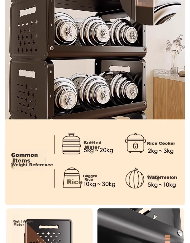 Shuaishi Kitchen Storage Rack, Fruit And Vegetable Organizer, Vegetable Shelf, Snack Trolley, Floor-Standing Basket 6