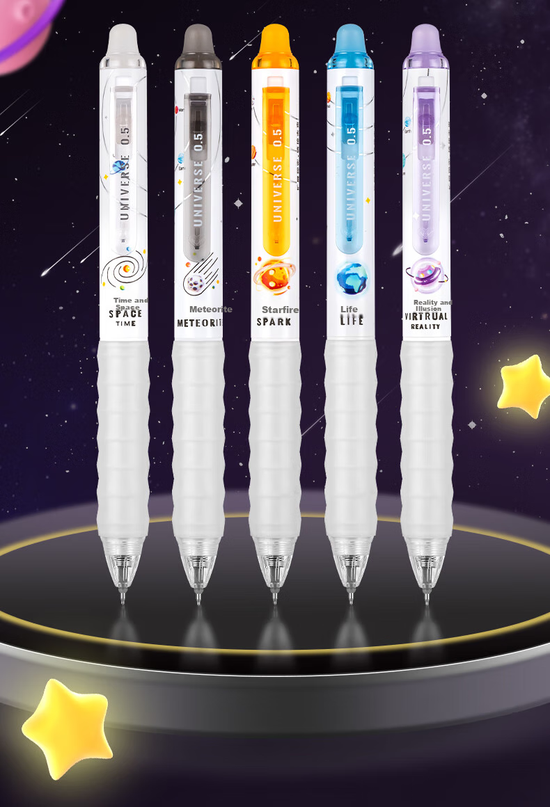 AIHAO [Exam Reward, Graduation Gift] Universe All Things Retractable Erasable Pen ST Tip 0.5mm Elementary School Third Grade Hot Erasable Gel Pen Crystal Blue 5 Pieces GP2715 2