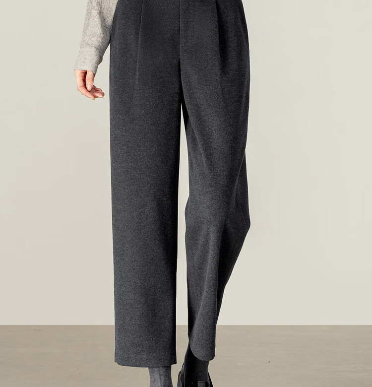 Sentubila Autumn Thick Woolen Warm Women's Casual High-Waist Tailored Tapered Slim Fit Slightly Stretchy Commuter Cropped Pants 2