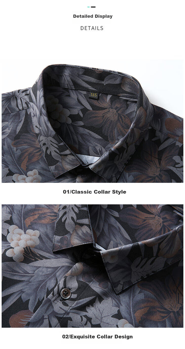 Ayoupang Large Size Summer Elastic Seamless Floral Shirt, Loose Fit, Plus Size Short Sleeve Shirt for Me 13