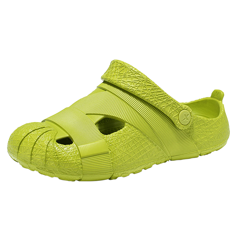 XTEP Sports Slippers, Men's Crocs, Men's Couple Sandals, Outdoor Thick-Soled Sandals for Men, A043, Green, Size 44-45