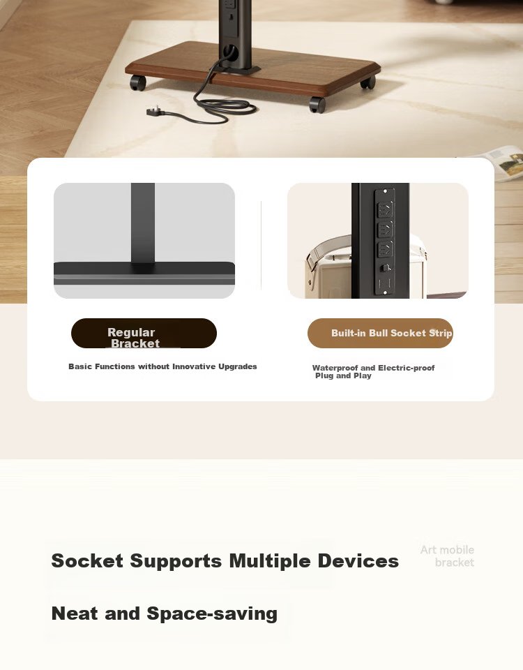 Enlipu TV Stand for 32-75 Inch, Floor-Standing TV Bracket, No Drilling Required, Movable Floor TV Stand Compatible with Multiple Brands of TVs 6