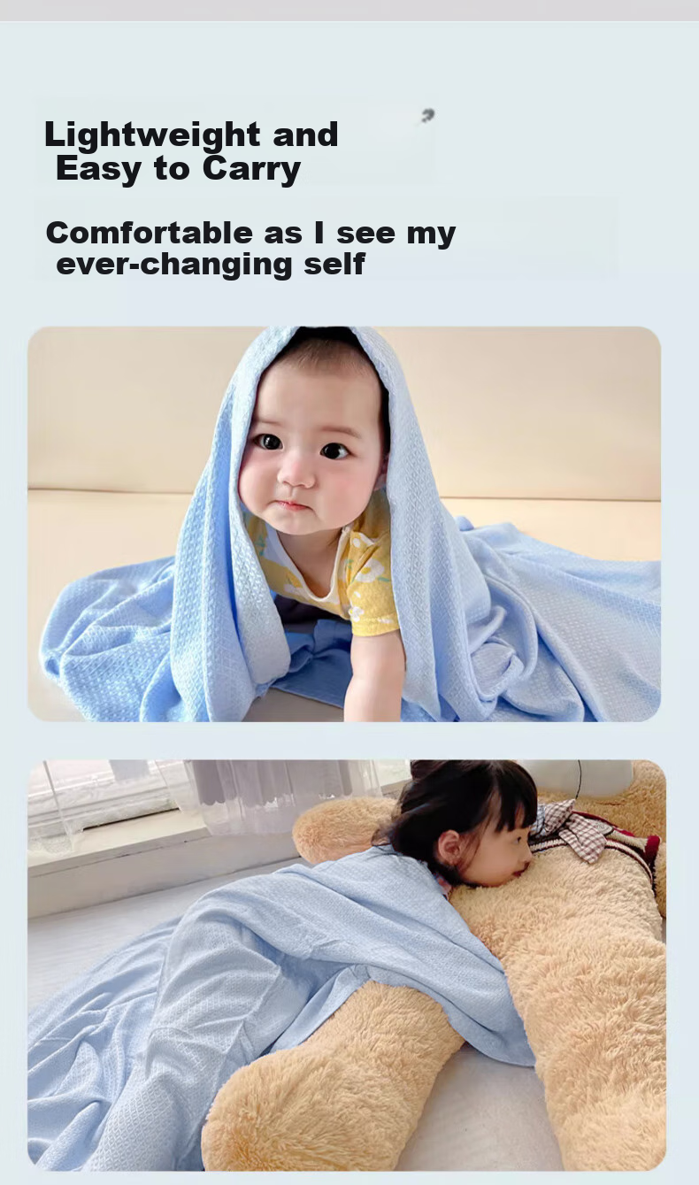 MUJI Baby Blanket Children's Air Conditioning Summer Quilt Newborn Bamboo Fiber Cover Ice Silk Blanket Gray 90*103cm 12
