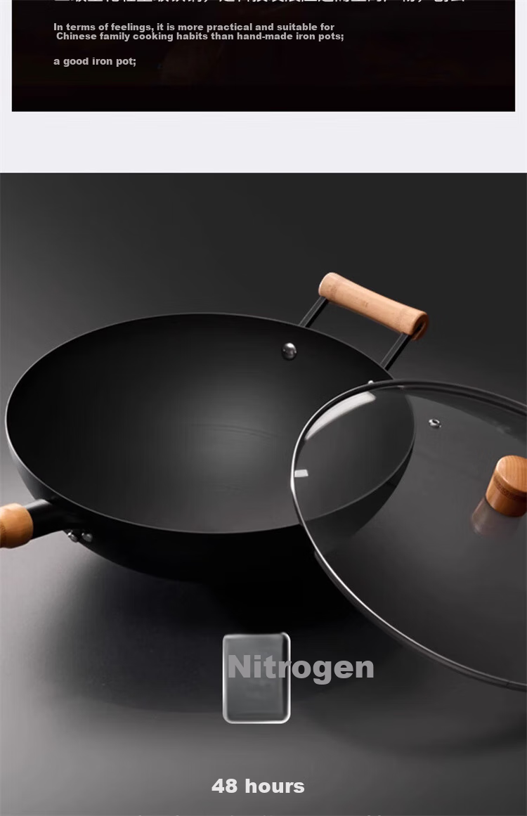 Robam Cast Iron Non-Stick Wok, Round Bottom Ultra-Light Pan for Stir-Frying | No Seasoning Required PCJ-BS2C 9